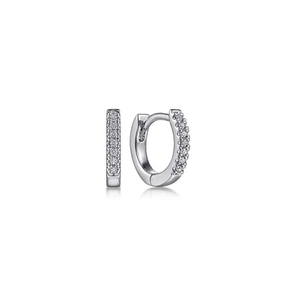 14K White Gold Diamond Huggie In 10mm