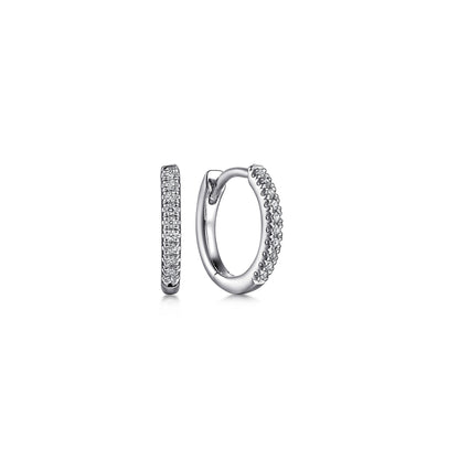 14K White Gold Diamond Huggie In 12mm With U Set