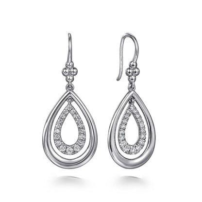 925 Sterling Silver Bujukan Teardrop Fish Wire Earrings