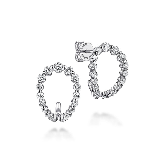 14K White Gold Diamond J Earrings
