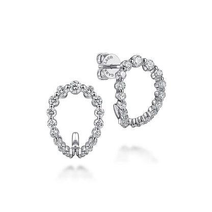 14K White Gold Diamond J Earrings