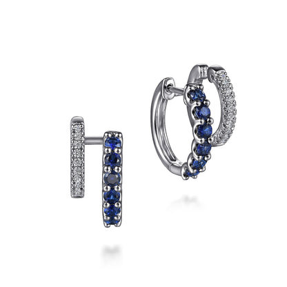 14K White Gold Diamond and Blue Sapphire Stuggies Earrings