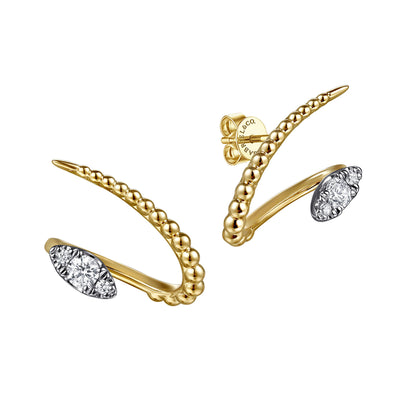 14K White & Yellow Gold Bujukan Diamond Stud Earrings
