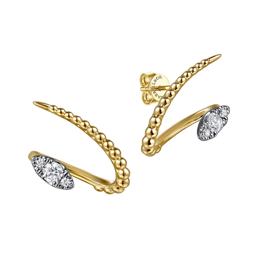 14K White & Yellow Gold Bujukan Diamond Stud Earrings