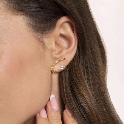 14K White & Yellow Gold Bujukan Diamond Stud Earrings