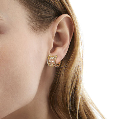 14K Yellow Gold Bujukan Diamond Huggie Earrings