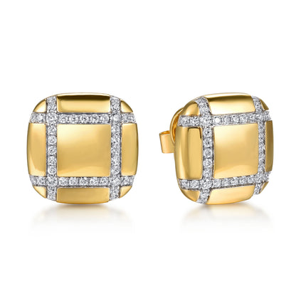 18K Yellow Gold Diamond Stud Earrings