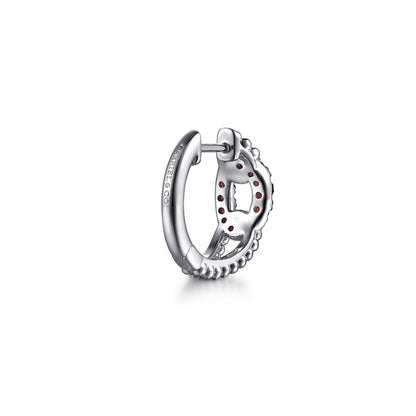 925 Sterling Silver Garnet Bujukan Link Huggie Earrings