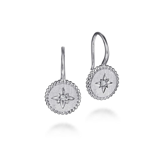 925 Sterling Silver Diamond Bujukan Starburst Medallion Earrings
