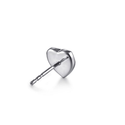 925 Sterling Silver Heart Diamond Cut Stud Earrings