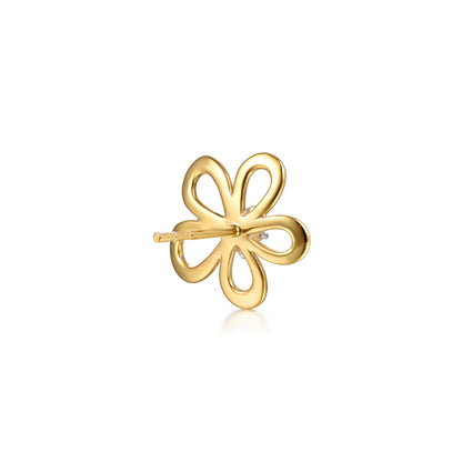 14K White & Yellow Gold Diamond Floral Stud Earrings