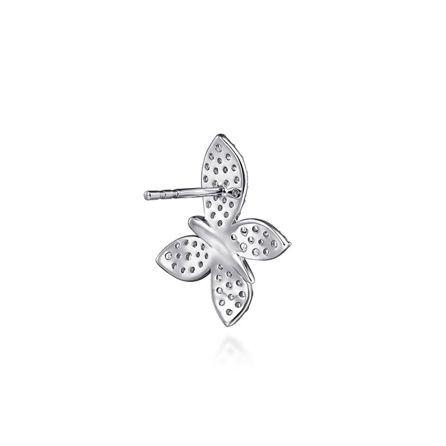 14K White Gold Diamond Butterfly Stud Earrings