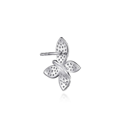 14K White Gold Diamond Butterfly Stud Earrings