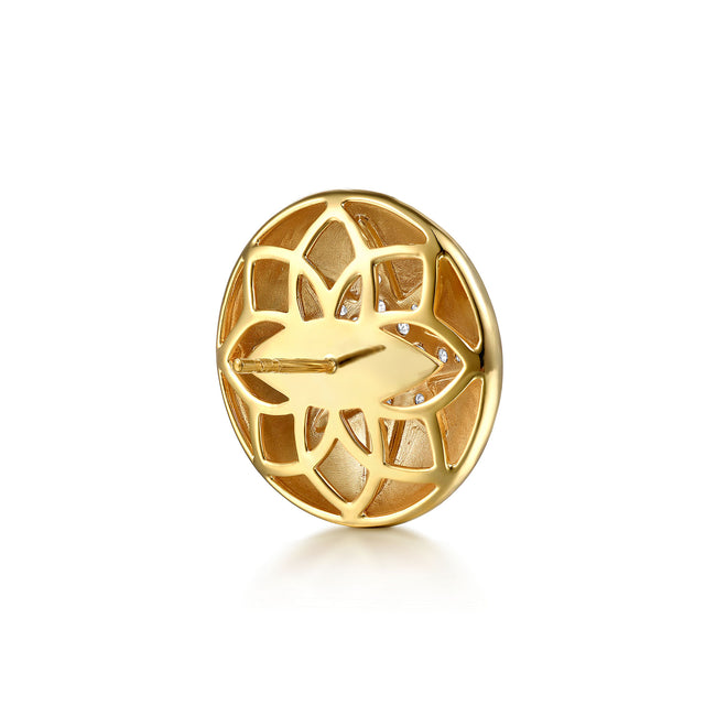 14K Yellow Gold Diamond Starburst Stud Earrings