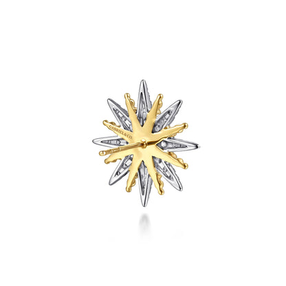 14K White & Yellow Gold Bujukan Diamond Starburst Stud Earrings