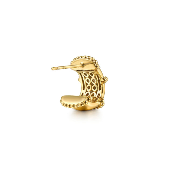 14K White & Yellow Gold Bujukan and Diamond J Hoop Earrings