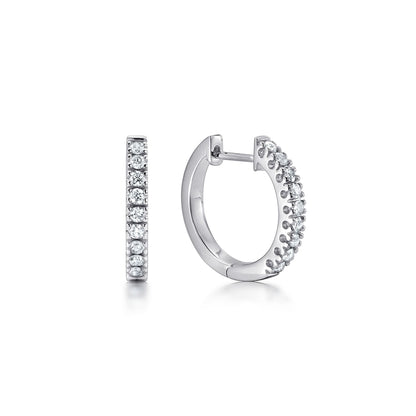 14K White Gold 15mm Classic Diamond Huggies