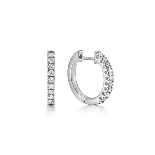 14K White Gold 15mm Classic Diamond Huggies