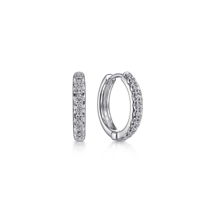 14K White Gold 10mm Round Diamond Huggies
