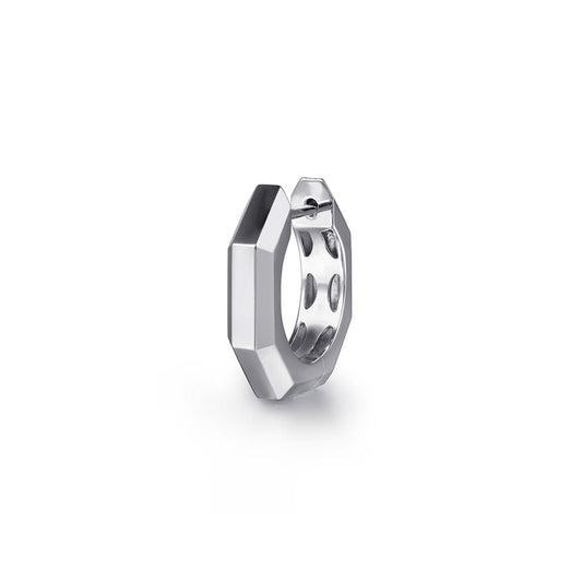 925 Sterling Silver Mens Angular Cuts Single Huggie Earring