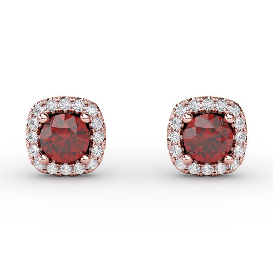 Cushion Cut Ruby Stud Earrings