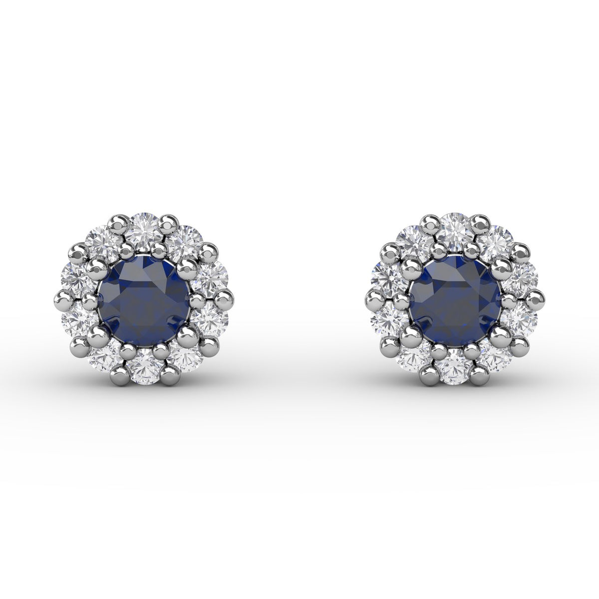Shared Prong Sapphire and Diamond Stud Earrings