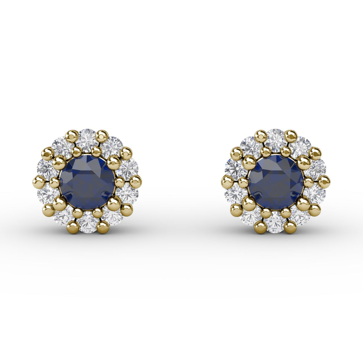 Shared Prong Sapphire and Diamond Stud Earrings
