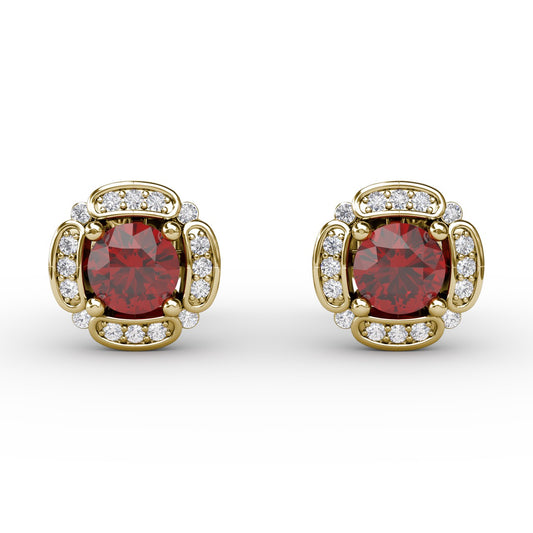 Vintage Channel Setting Stud Earrings