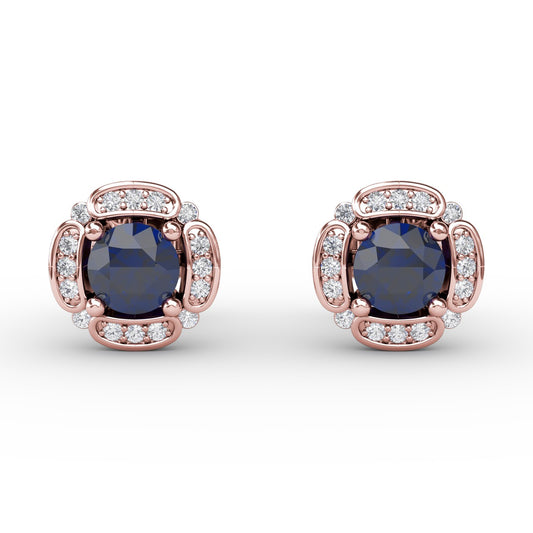 Vintage Channel Setting Stud Earrings