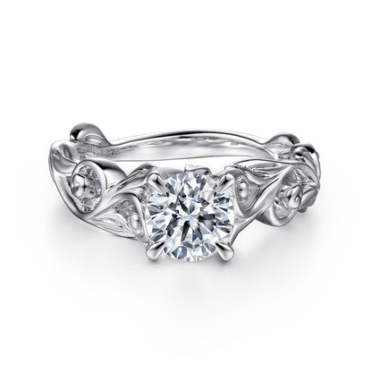 14K White Gold Split Shank Round Diamond Engagement Ring