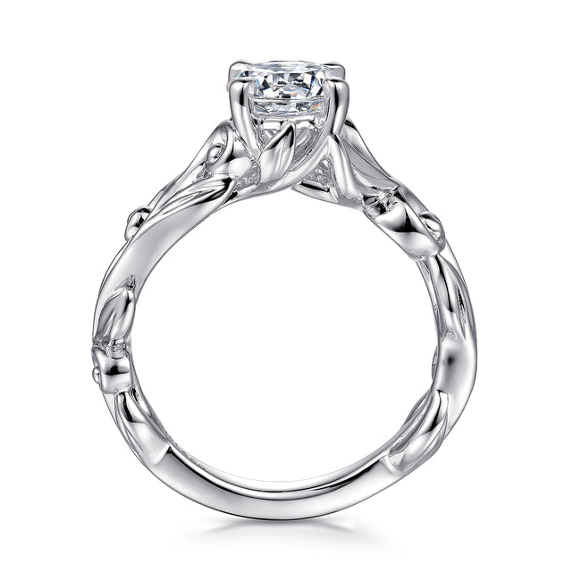 14K White Gold Split Shank Round Diamond Engagement Ring