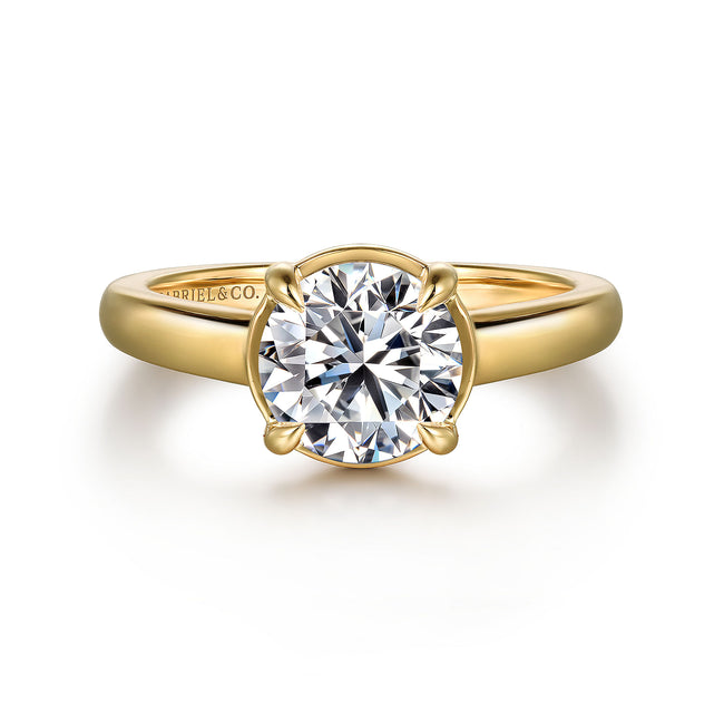 14K Yellow Gold Round Diamond Engagement Ring