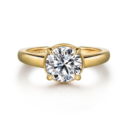 14K Yellow Gold Round Diamond Engagement Ring