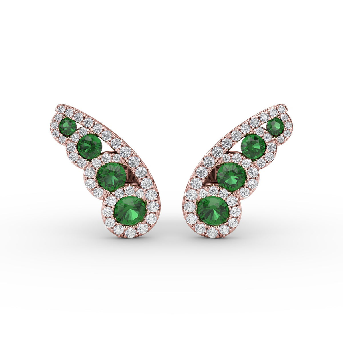 Butterfly Wing Emerald and Diamond Studs