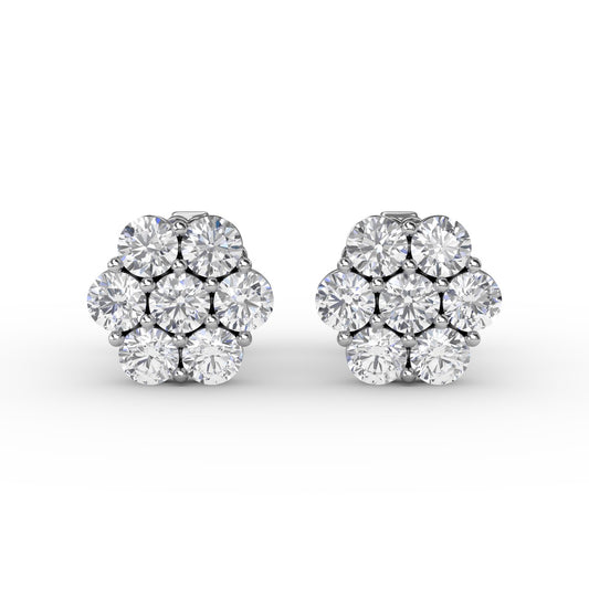 Magnolia Floral Diamond Stud Earrings