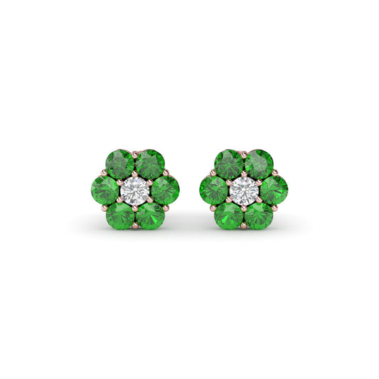 Magnolia Emerald And Diamond Stud Earrings