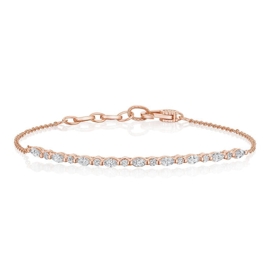 Marquise and Round Diamond Bracelet in 18kt Rose Gold
