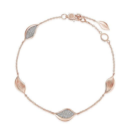 Petal Diamond Pavé Station Bracelet in 18kt Rose Gold