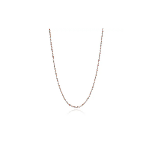 Pear Diamond Tennis Necklace in 18k Rose Gold