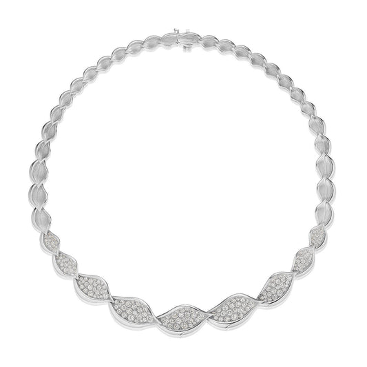 Petal Diamond Pavé Necklace in 18kt White Gold