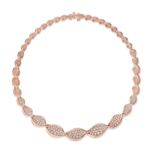 Petal Diamond Pavé Necklace in 18kt Rose Gold