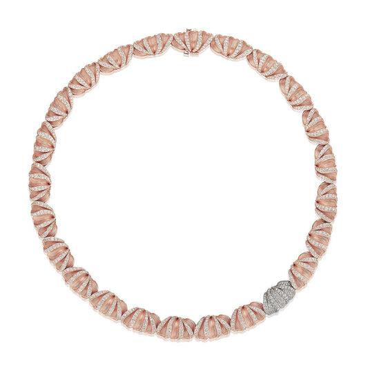 Multi Petal Diamond Necklace in 18kt Rose Gold