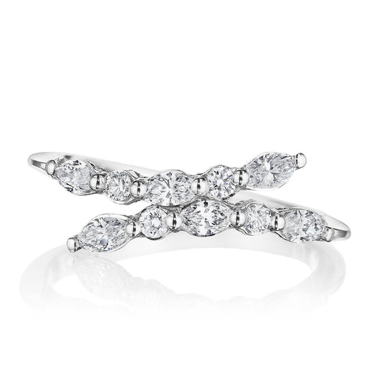 Marquise and Round Diamond Ring in 18kt White Gold