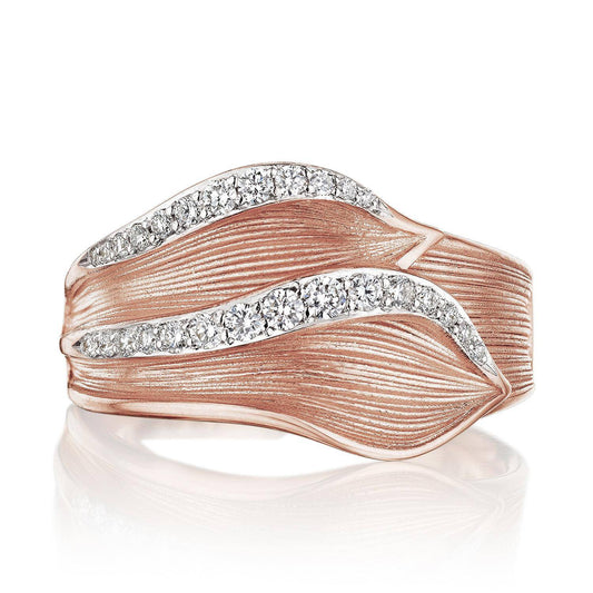 Double Petal Diamond Pavé Ring in 18kt Rose Gold