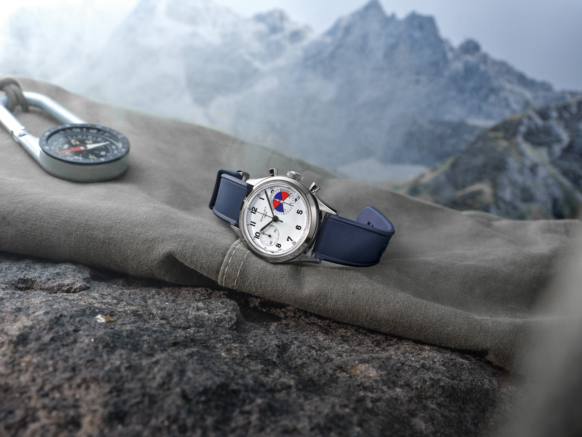 Gallet Classic Watch with white dial and blue strap