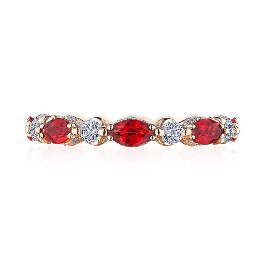 Marquise Ruby and Round Diamond Eternity Band