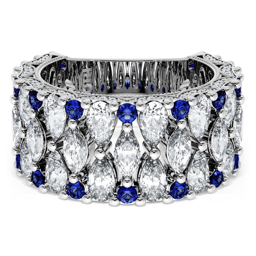 Marquise and Pear Blue Sapphire Mosaic Band