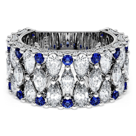 Marquise and Pear Blue Sapphire Mosaic Band
