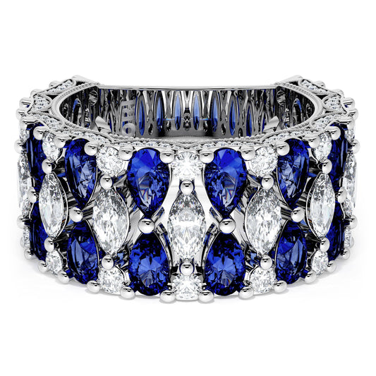 Marquise and Pear Blue Sapphire Mosaic Band