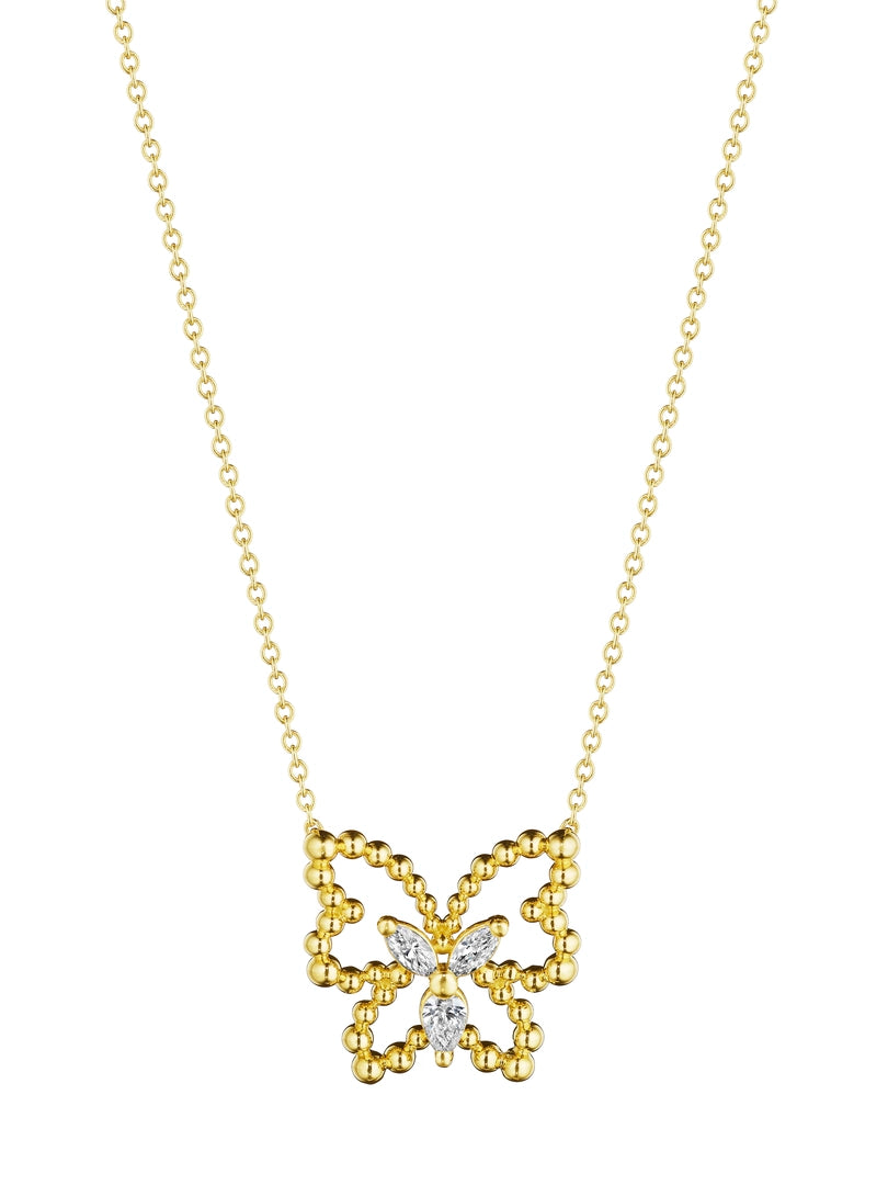 BEADED BUTTERFLY PENDANT WITH MARQUISE DIAMONDS